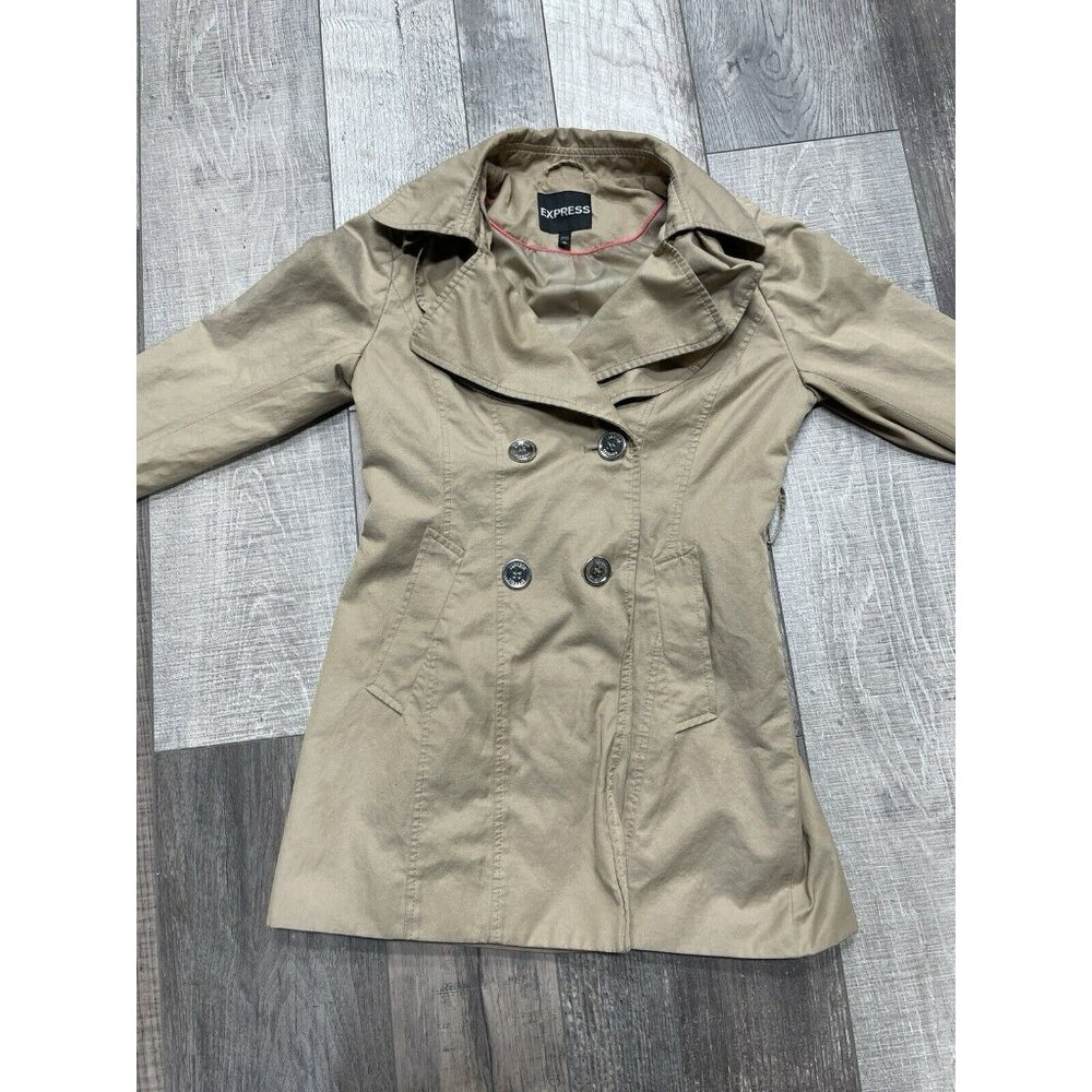 Express Womens Tan Double Breasted Trench Coat Size ExtraSmall